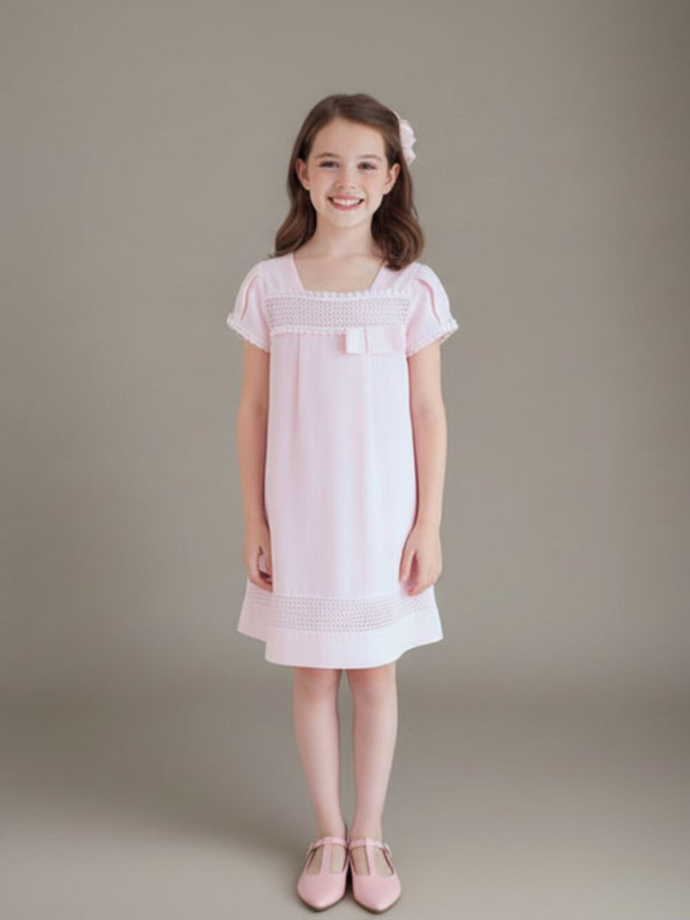 LAUNDRY by Shelli Segal Pink Linen Blend Dress Little Girls
